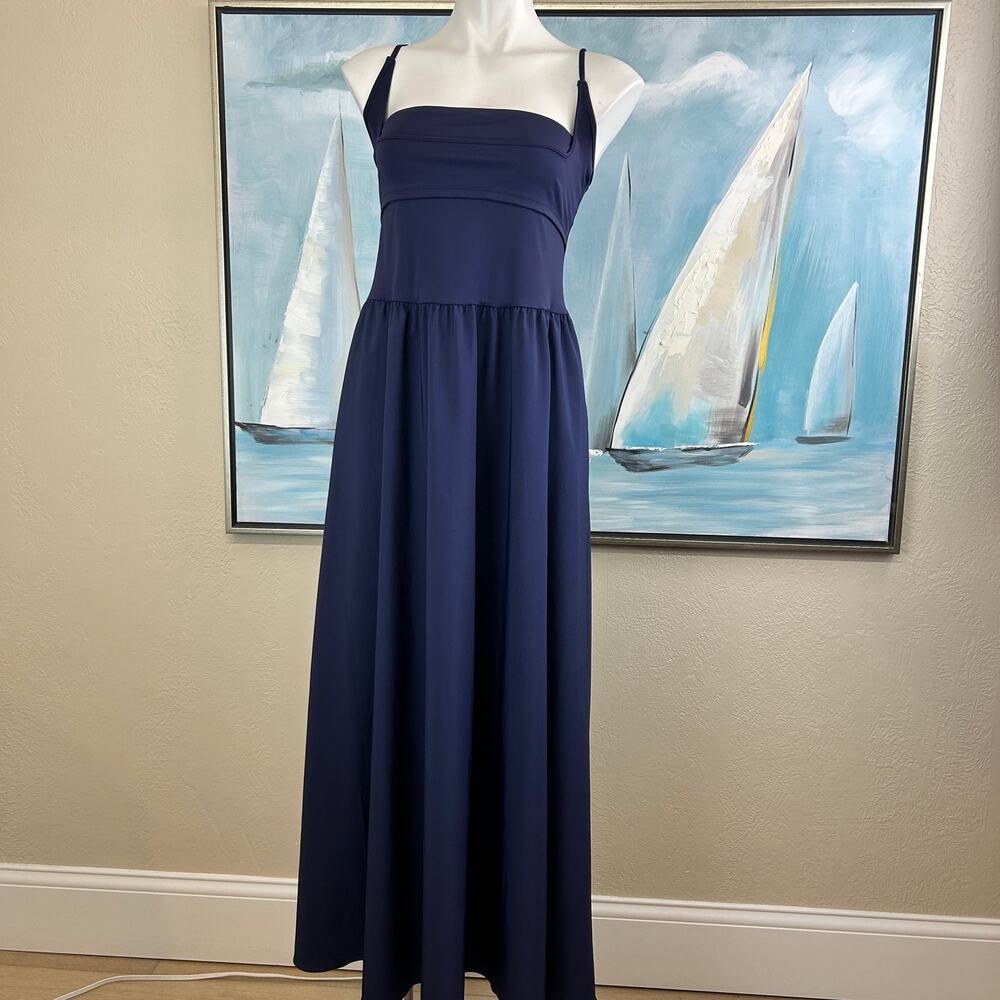 Halara Maxi Dress Breezeful™ Pocket Flowy Flare Quick Dry Blue size large NWT - Picture 2 of 9